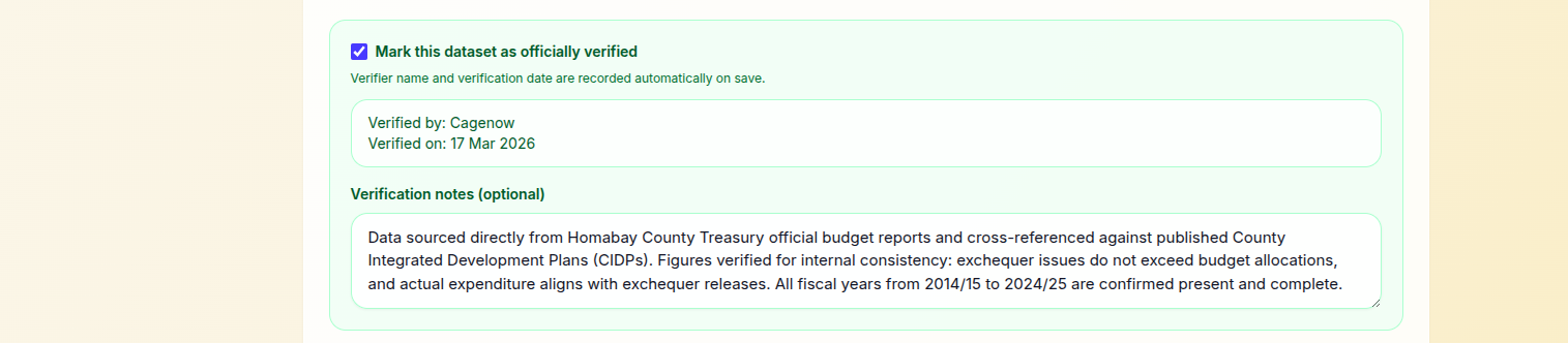Verification controls in admin form